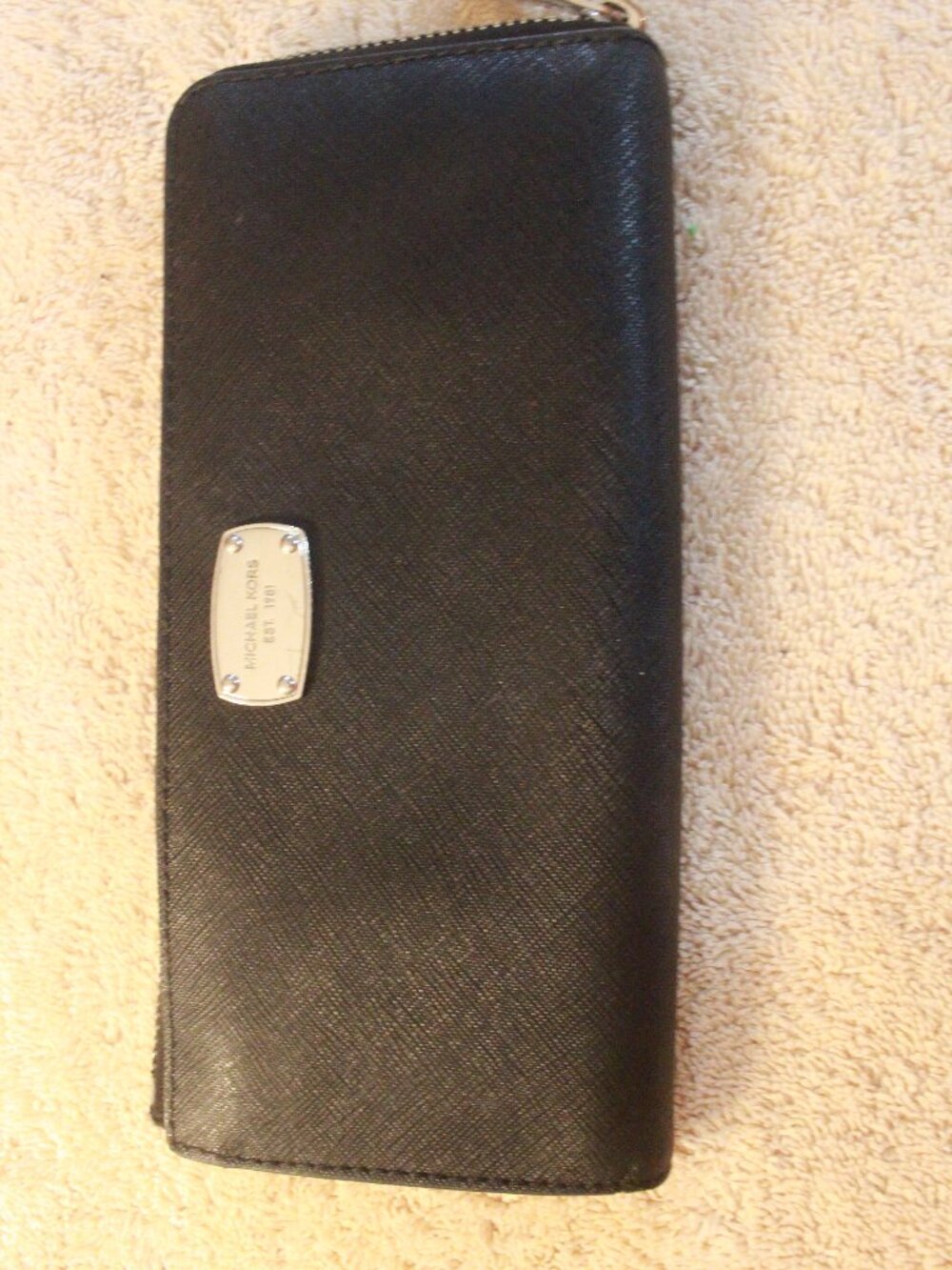 Michael Kors Black Textured Zip Around Wallet
